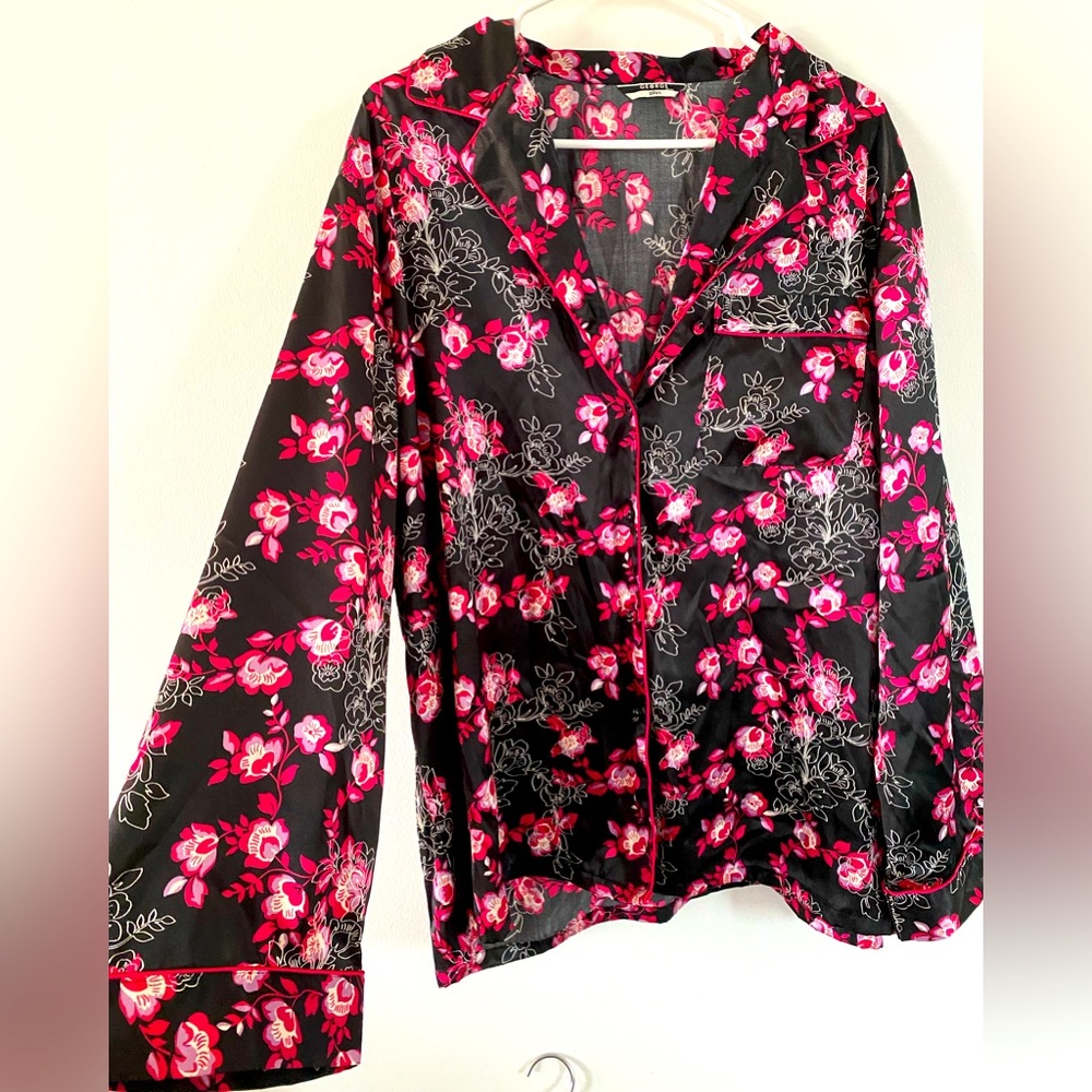 1X Cherry Blossom Pajama Set Plus Size